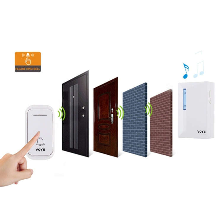 VOYE V015F Home Music Remote Control Wireless Doorbell with 38 Polyphony Sounds (White)