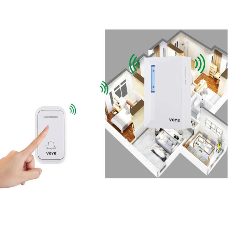 VOYE V015F Home Music Remote Control Wireless Doorbell with 38 Polyphony Sounds (White)