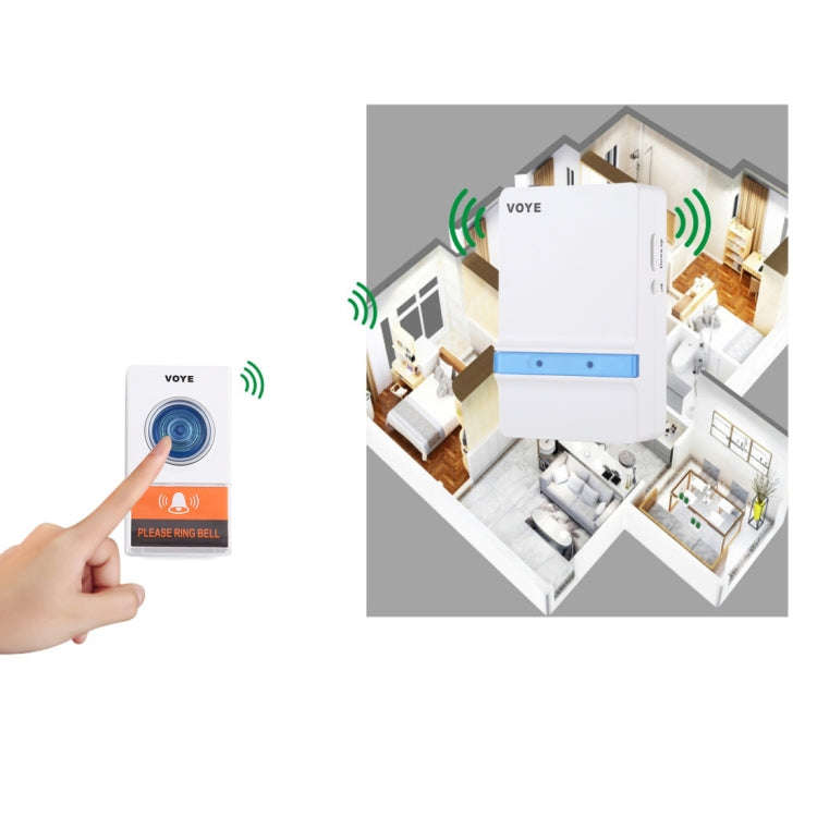 VOYE V012A Home Music Remote Control Wireless Doorbell with 38 Polyphony Sounds (White)
