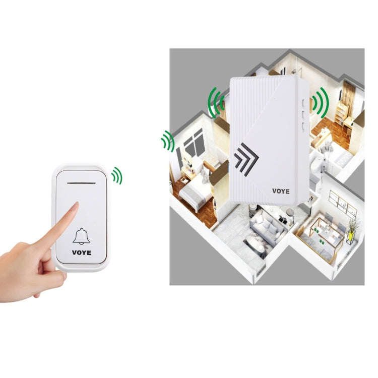 VOYE V022F Home Music Remote Control Wireless Doorbell with 38 Polyphony Sounds (White)