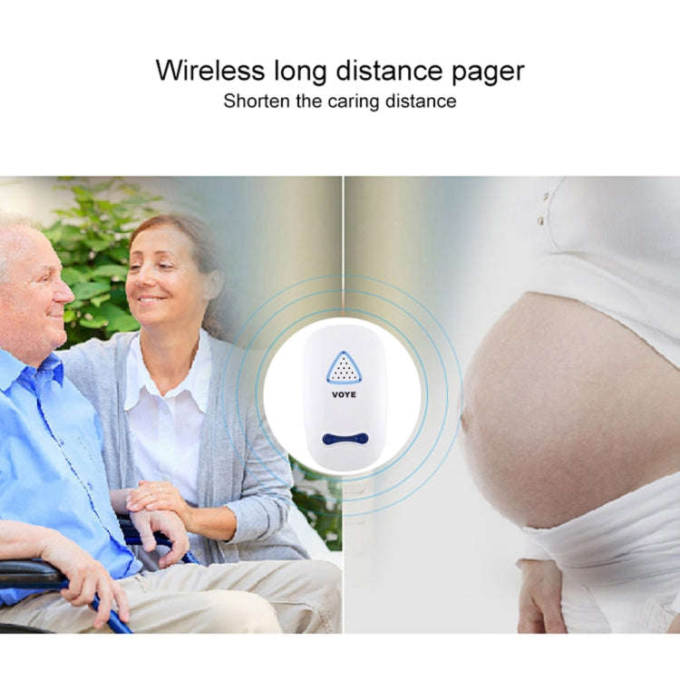 VOYE V025A Home Music Remote Control Wireless Doorbell with 38 Polyphony Sounds, US Plug (White)