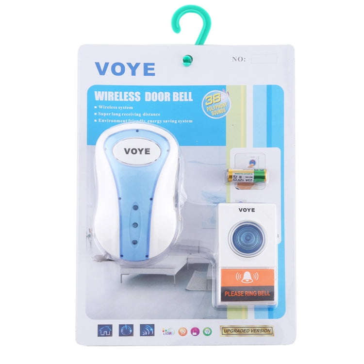 VOYE V008A Home Music Remote Control Wireless Doorbell with 38 Polyphony Sounds, US Plug(White)