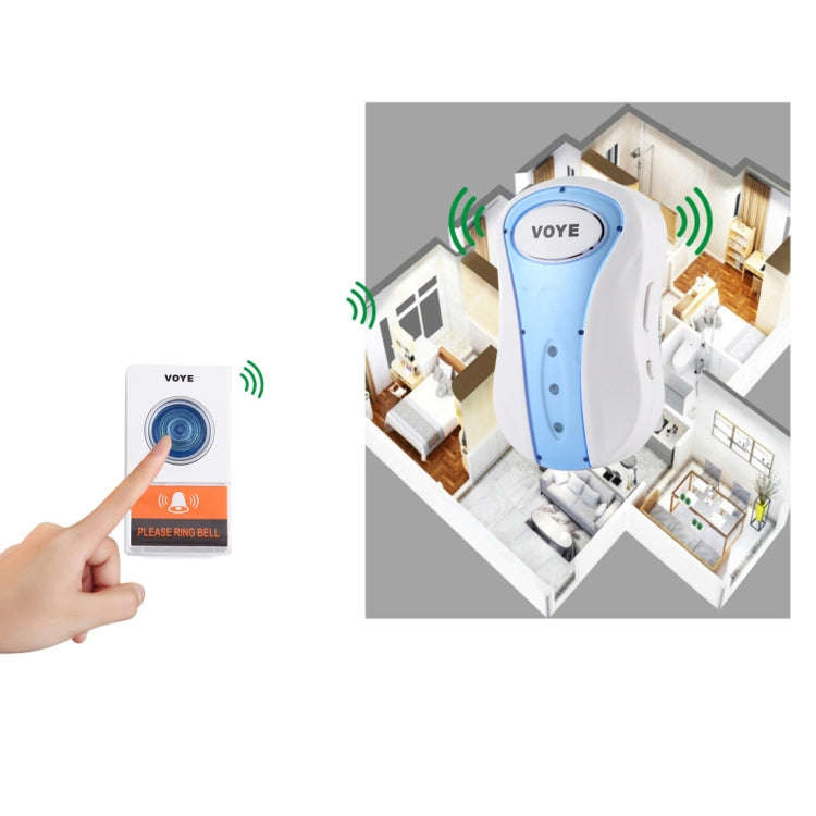 VOYE V008A Home Music Remote Control Wireless Doorbell with 38 Polyphony Sounds, US Plug(White)
