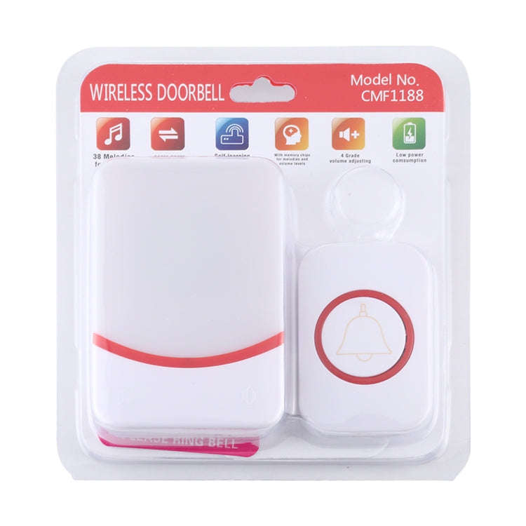 CMF1188 Home Music Remote Control Wireless Doorbell with 38 Ringtones & Colorful Flashing Lights ...