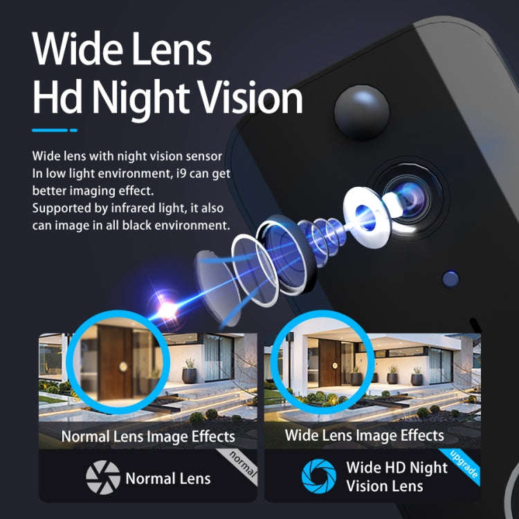 DoorBell i9 Wireless Doorbell Camera, Night vision, Motion Detection, Two-way Intercom (Black)