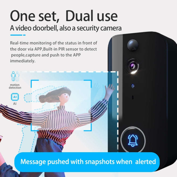 DoorBell i9 Wireless Doorbell Camera, Night vision, Motion Detection, Two-way Intercom (Black)
