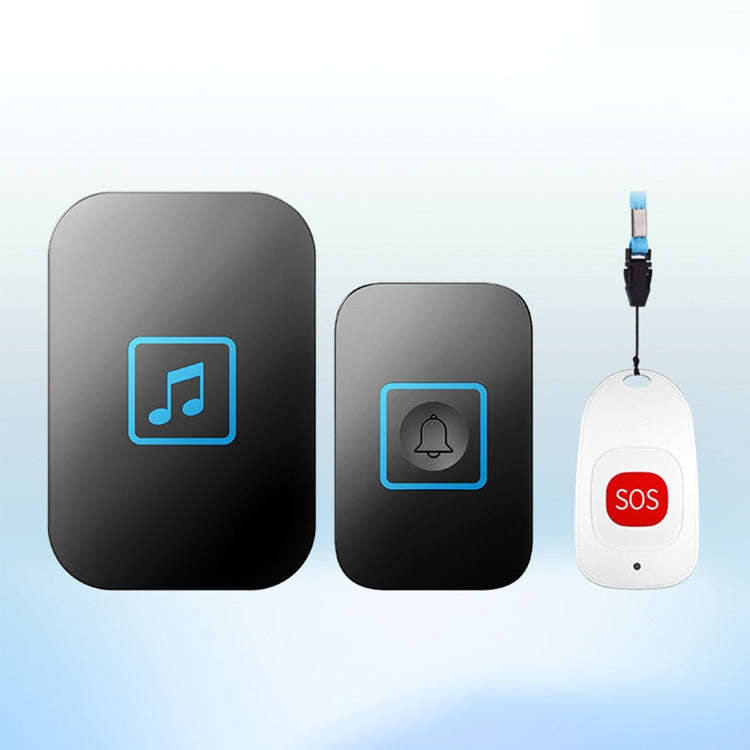 CACAZI C86 Wireless SOS Pager Doorbell Old man Child Emergency Alarm Remote Call Bell, US Plug(Bl...