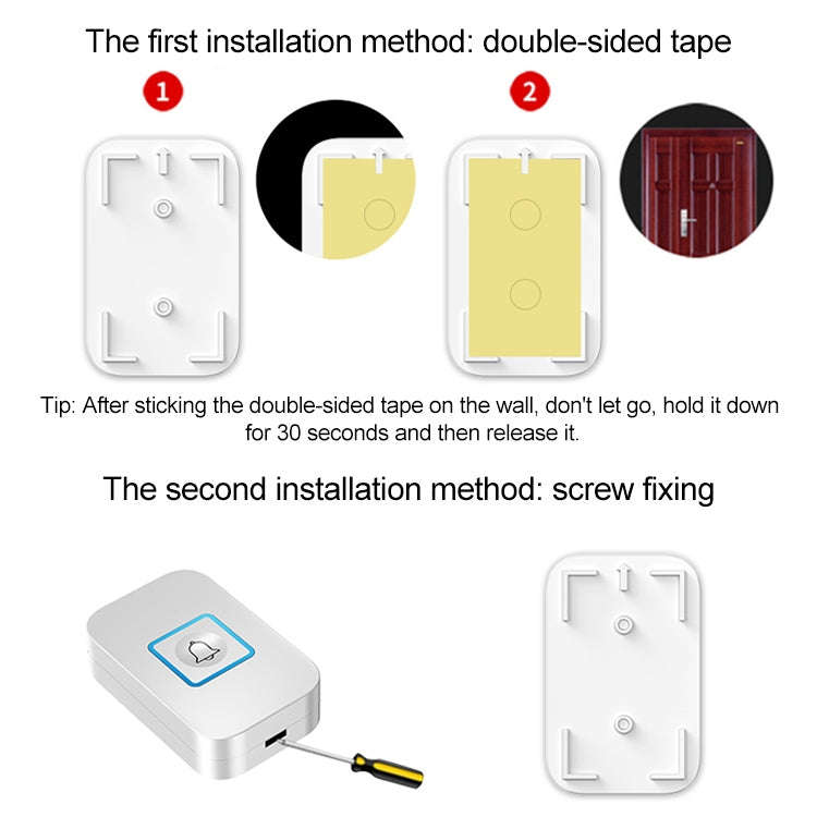 CACAZI C86 Wireless SOS Pager Doorbell Old man Child Emergency Alarm Remote Call Bell, US Plug(Bl...