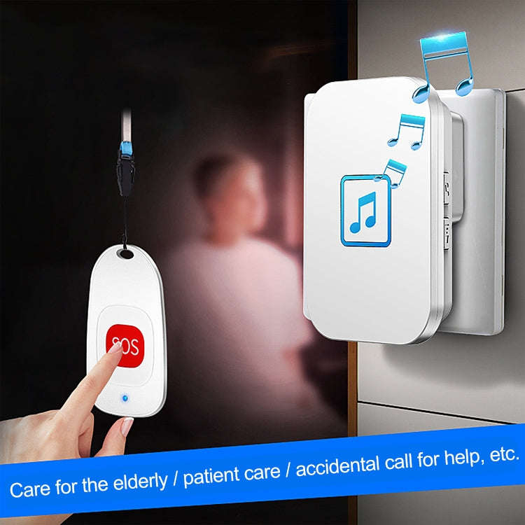 CACAZI C86 Wireless SOS Pager Doorbell Old man Child Emergency Alarm Remote Call Bell, US Plug(Bl...