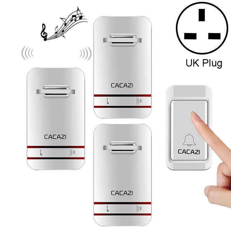 CACAZI V027G One Button Three Receivers Self-Powered Wireless Home Kinetic Electronic Doorbell, U...