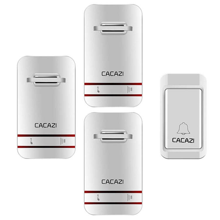 CACAZI V027G One Button Three Receivers Self-Powered Wireless Home Kinetic Electronic Doorbell, U...