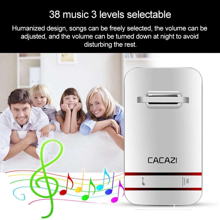 CACAZI V027G One Button Three Receivers Self-Powered Wireless Home Kinetic Electronic Doorbell, U...