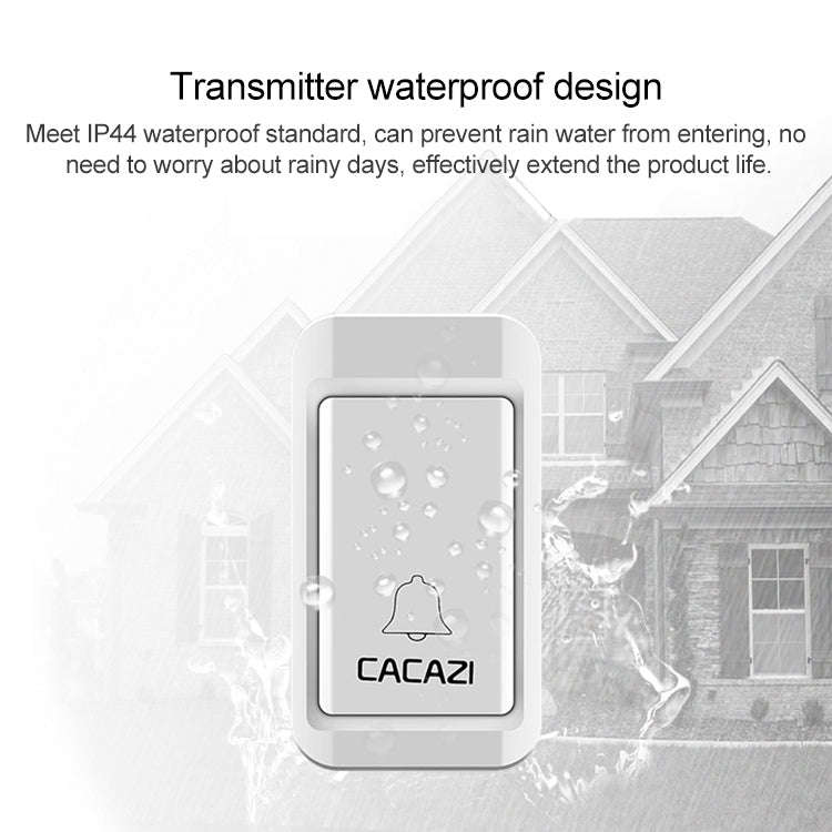 CACAZI V027G One Button Three Receivers Self-Powered Wireless Home Kinetic Electronic Doorbell, U...