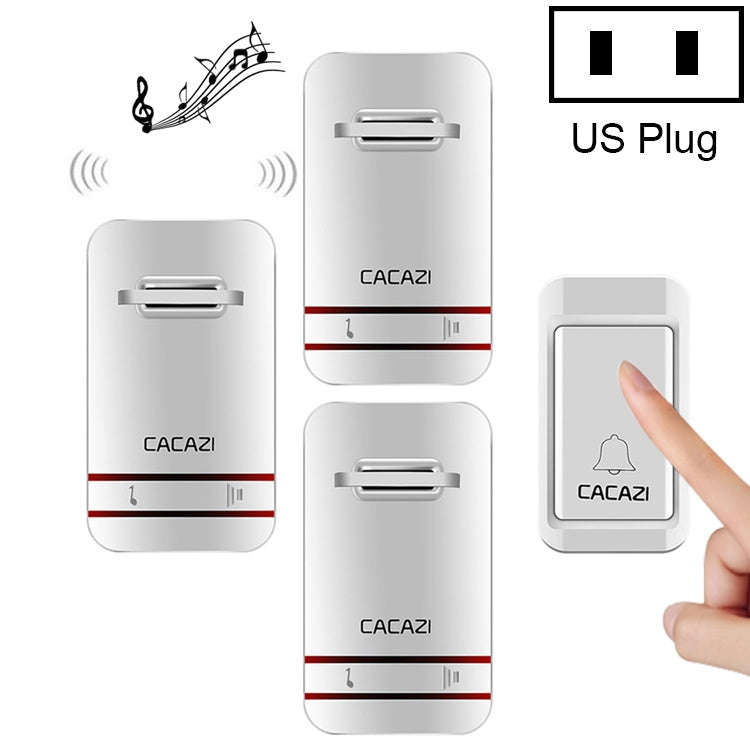 CACAZI V027G One Button Three Receivers Self-Powered Wireless Home Kinetic Electronic Doorbell, U...