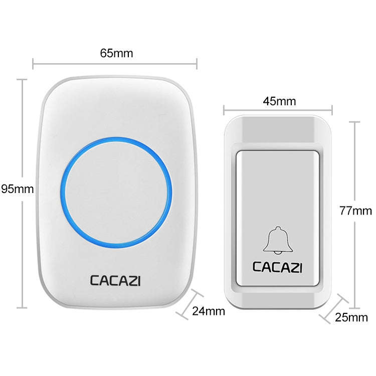 CACAZI A10G One Button One Receivers Self-Powered Wireless Home Cordless Bell, UK Plug(White)