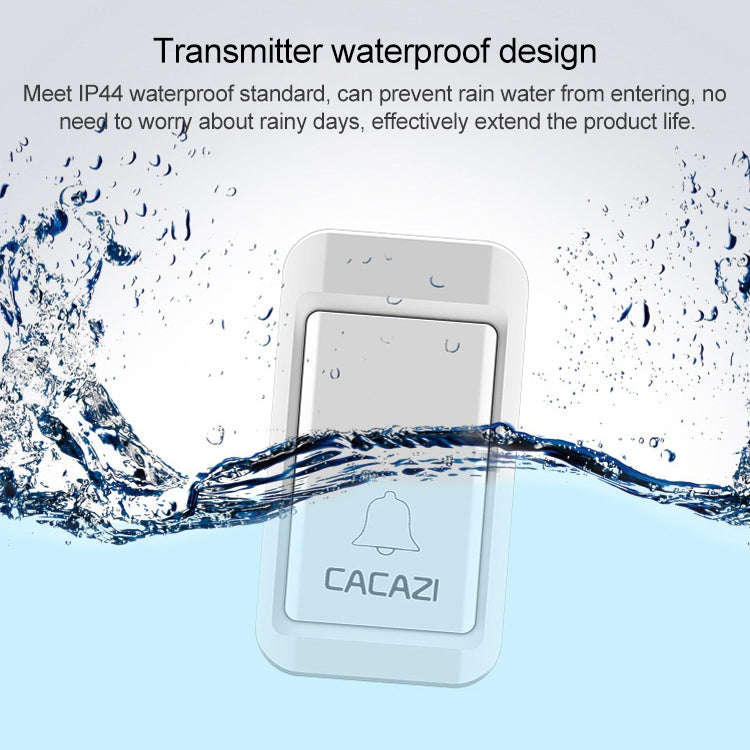 CACAZI A10G One Button One Receivers Self-Powered Wireless Home Cordless Bell, US Plug(Black)