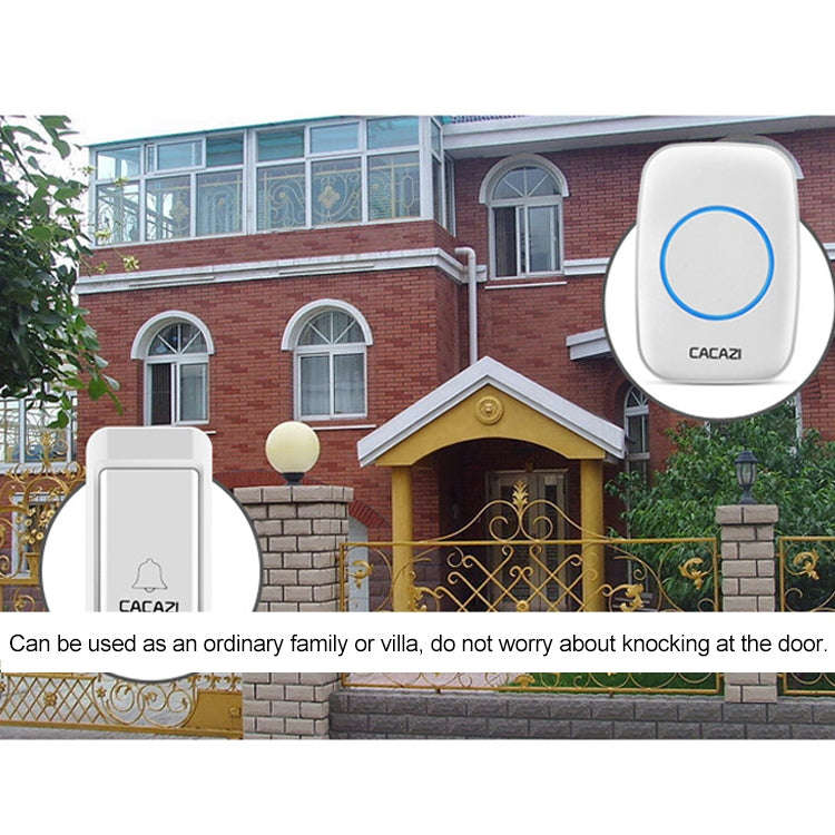CACAZI A10G One Button One Receivers Self-Powered Wireless Home Cordless Bell, US Plug(Black)