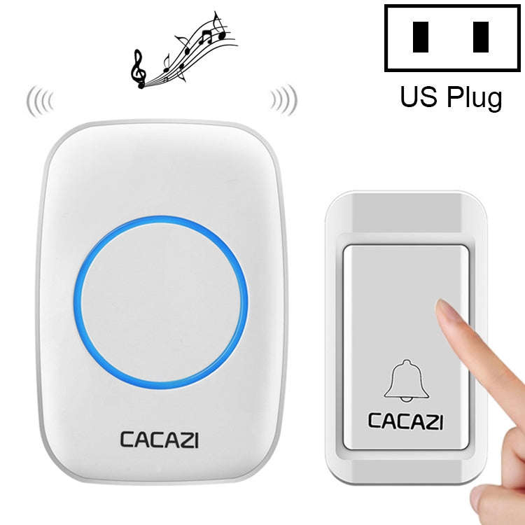 CACAZI A10G One Button One Receivers Self-Powered Wireless Home Cordless Bell, US Plug(White)