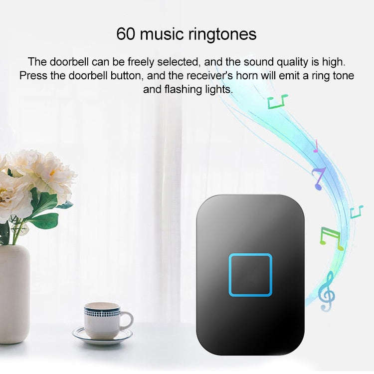 CACAZI FA88 Self-Powered Smart Home Wireless Doorbell, EU Plug(Black)