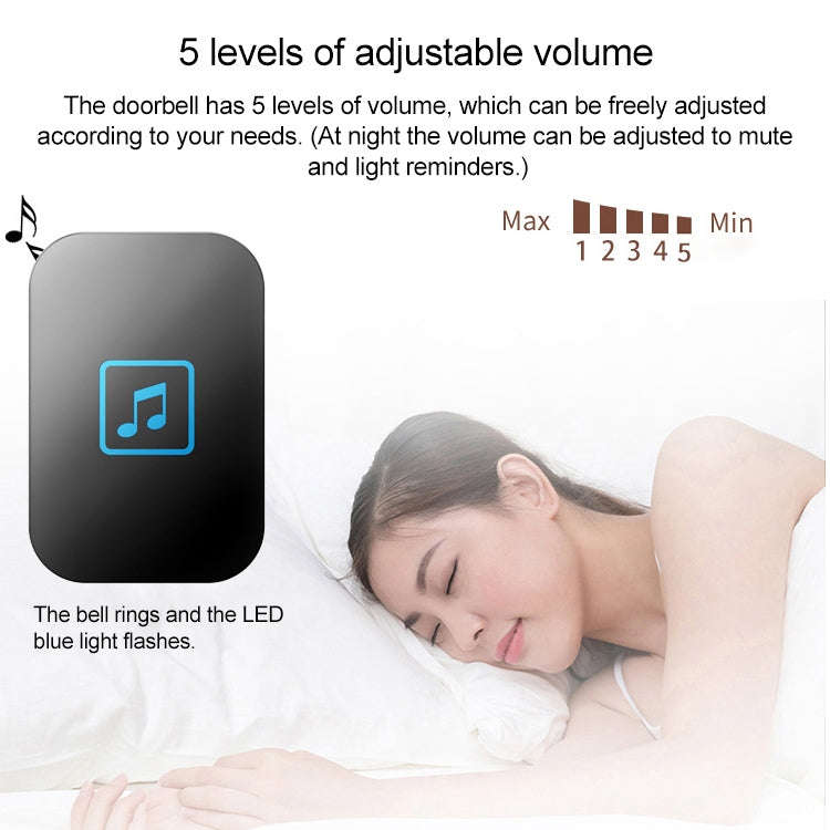 CACAZI FA86 Self-Powered Smart Home Wireless Doorbell, EU Plug(Black)