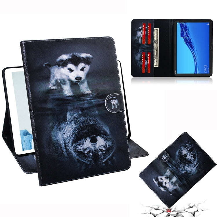 Wolf and Dog Pattern Horizontal Flip Leather Case for Huawei MediaPad M5 Lite 10.1, with Holder &...