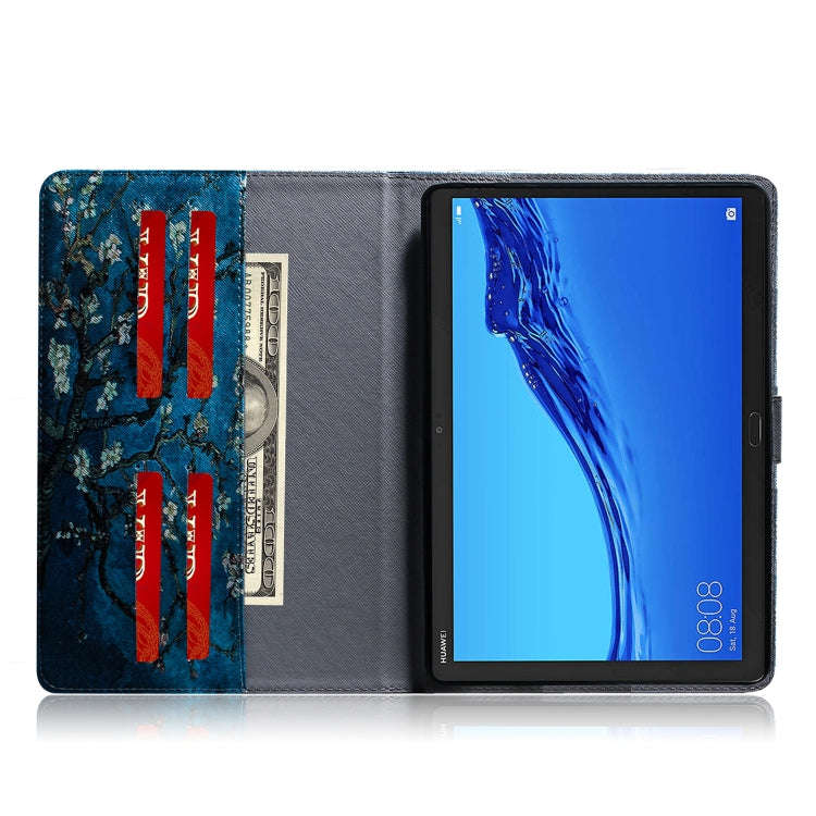 Apricot Blossom Pattern Horizontal Flip Leather Case for Huawei MediaPad M5 Lite 10.1, with Holde...