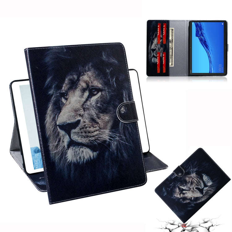 Lion Pattern Horizontal Flip Leather Case for Huawei MediaPad M5 Lite 10.1, with Holder & Card Sl...