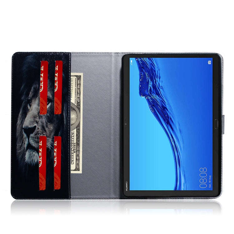 Lion Pattern Horizontal Flip Leather Case for Huawei MediaPad M5 Lite 10.1, with Holder & Card Sl...