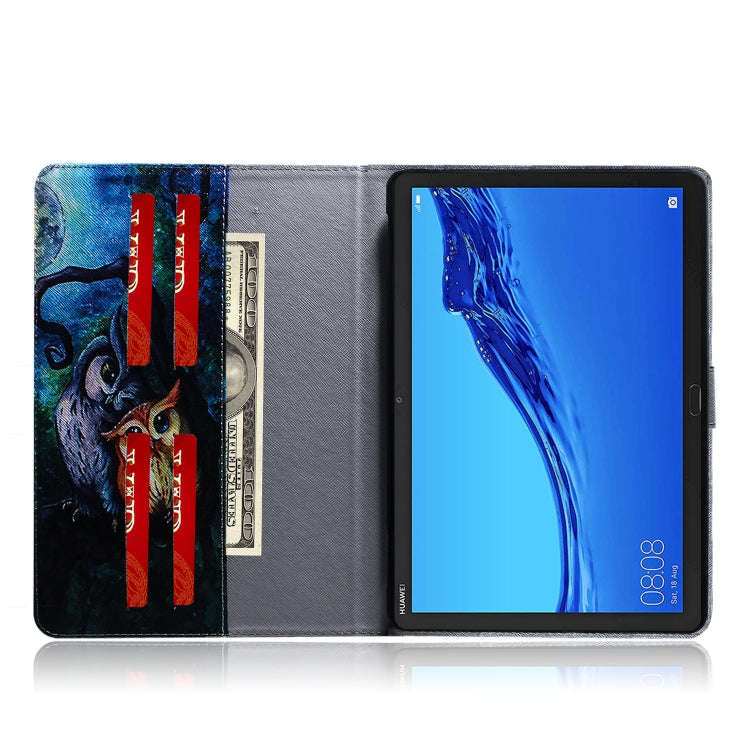 Oil Owl Pattern Horizontal Flip Leather Case for Huawei MediaPad M5 Lite 10.1, with Holder & Card...