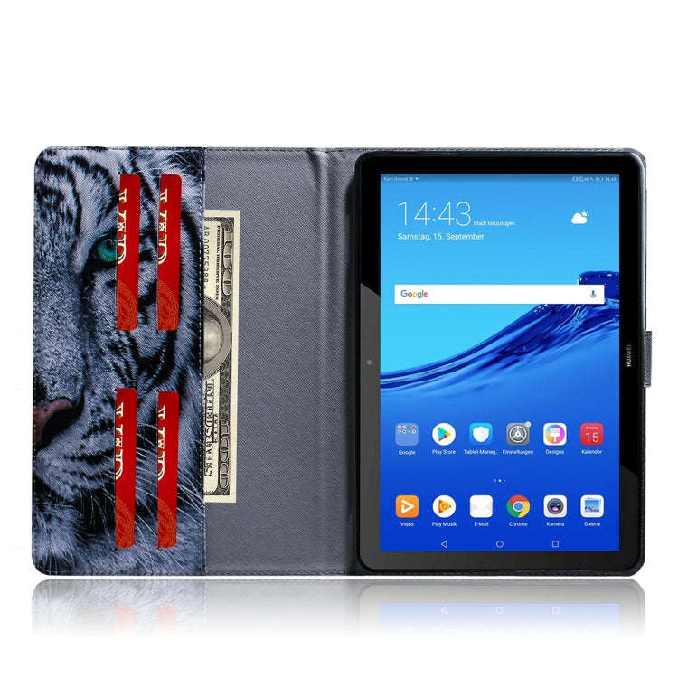 Tiger Pattern Horizontal Flip Leather Case for Huawei MediaPad T5, with Holder & Card Slot & Wallet
