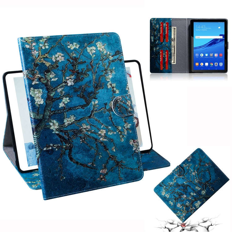 Apricot Blossom Pattern Horizontal Flip Leather Case for Huawei MediaPad T5, with Holder & Card S...