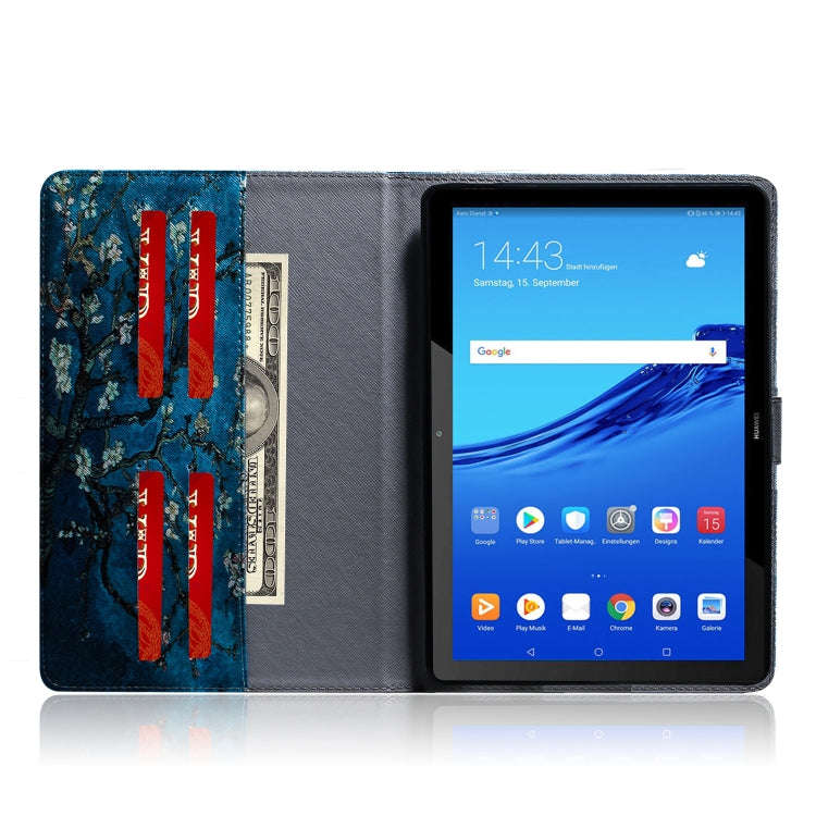 Apricot Blossom Pattern Horizontal Flip Leather Case for Huawei MediaPad T5, with Holder & Card S...