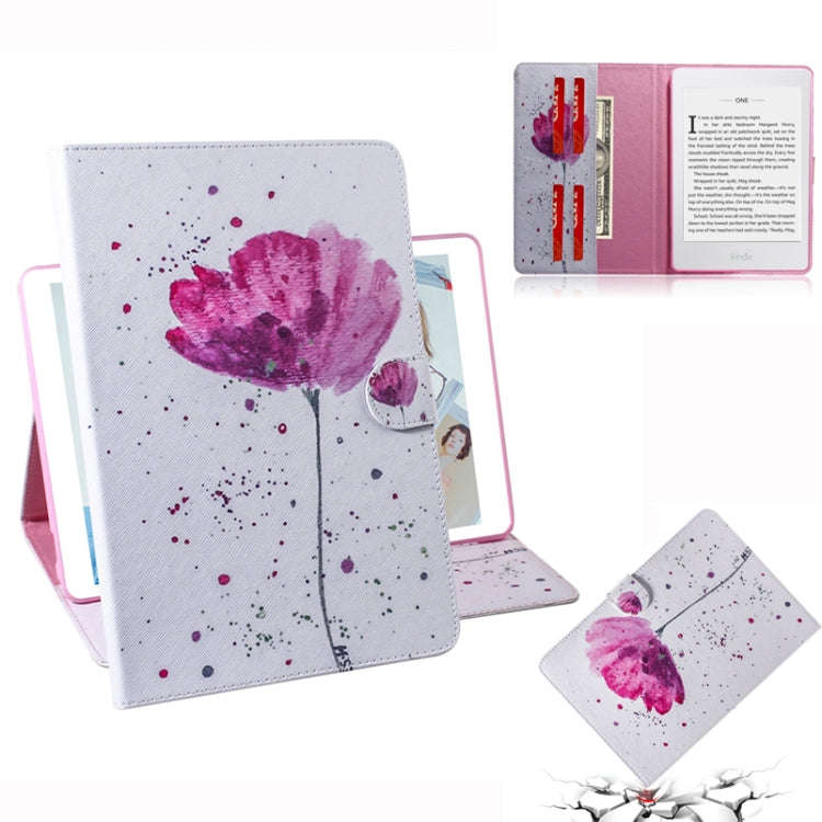 Purple Orchids Pattern Horizontal Flip Leather Case for Amazon Kindle Paperwhite 4 (2018) / 3 / 2...