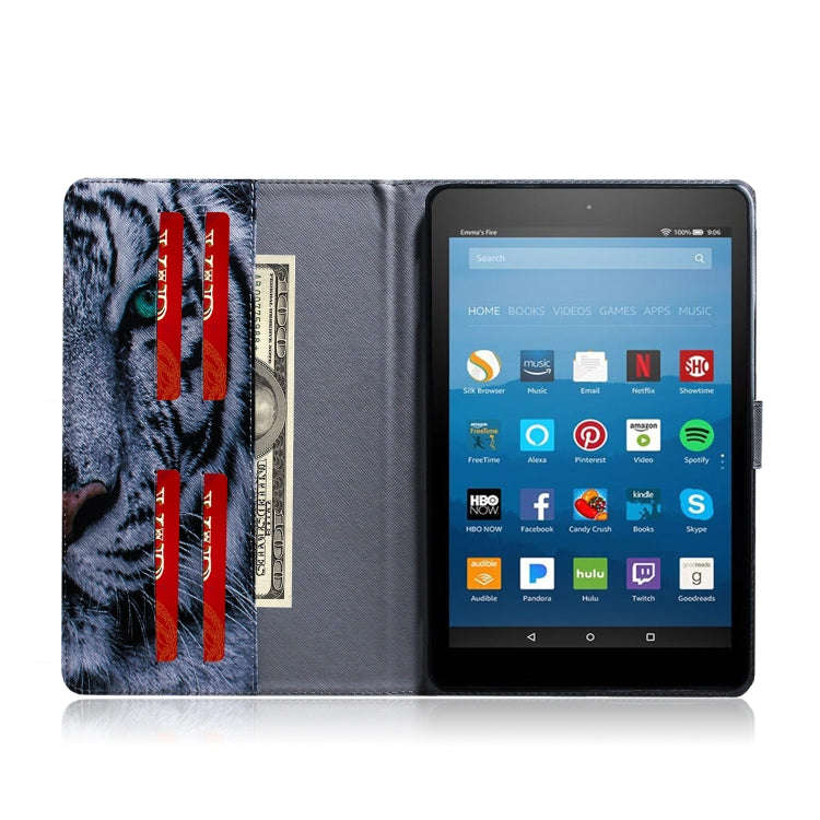 Tiger Pattern Horizontal Flip Leather Case for Amazon Kindle Fire HD 8 2015/2016/2017/2018, with ...