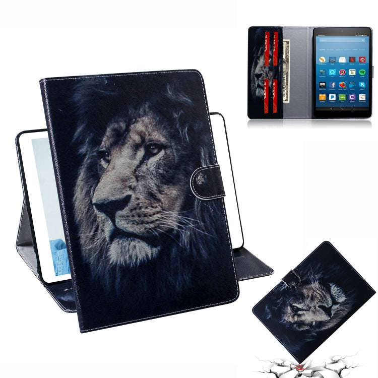 Lion Pattern Horizontal Flip Leather Case for Amazon Kindle Fire HD 8 2015/2016/2017/2018, with H...