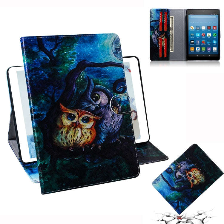 Oil Owl Pattern Horizontal Flip Leather Case for Amazon Kindle Fire HD 8 2015/2016/2017/2018, wit...