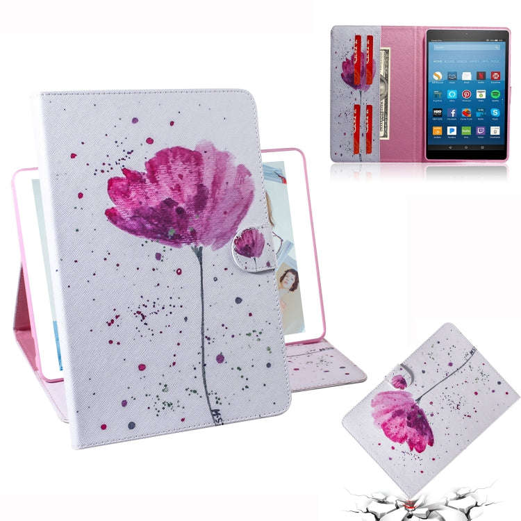 Purple Orchids Pattern Horizontal Flip Leather Case for Amazon Kindle Fire HD 8 2015/2016/2017/20...