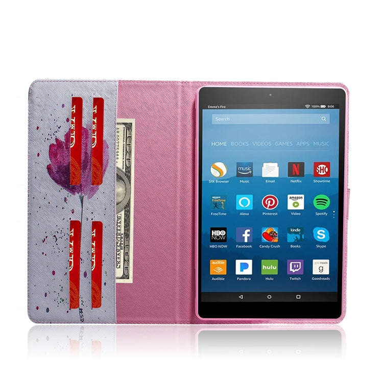 Purple Orchids Pattern Horizontal Flip Leather Case for Amazon Kindle Fire HD 8 2015/2016/2017/20...