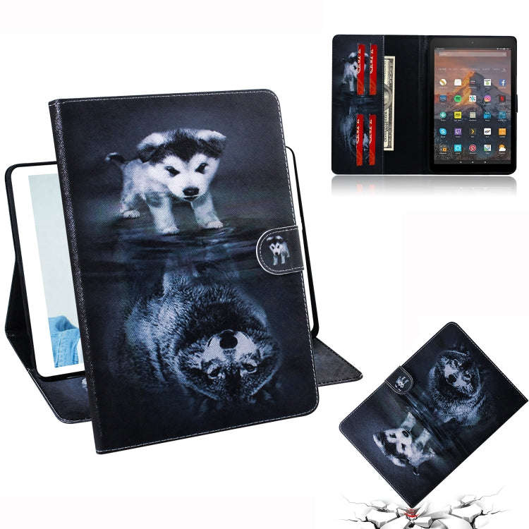 Wolf and Dog Pattern Horizontal Flip Leather Case for Amazon Kindle Fire HD 10 2015/2017, with Ho...