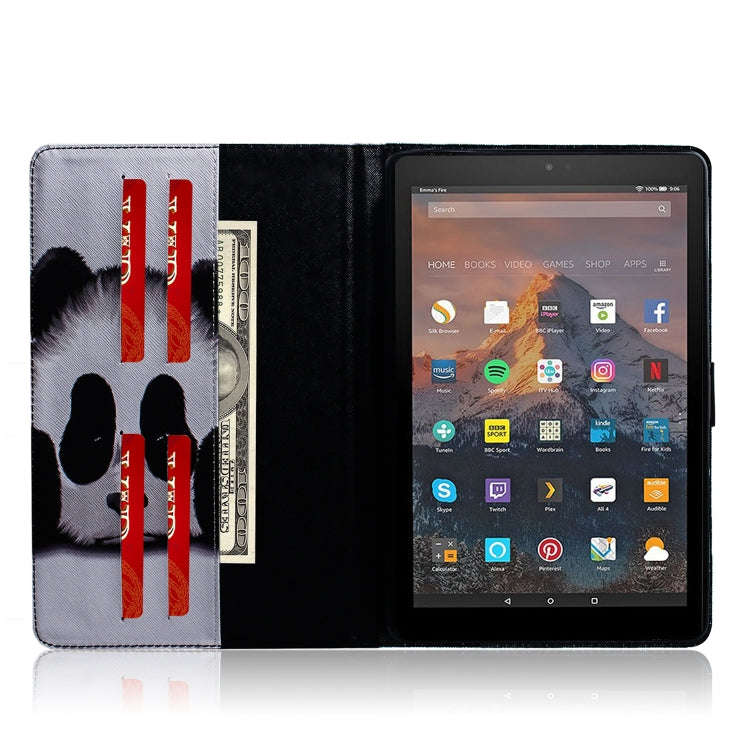 Panda Pattern Horizontal Flip Leather Case for Amazon Kindle Fire HD 10 2015/2017, with Holder & ...