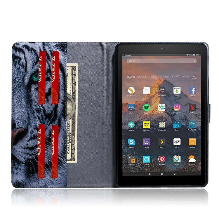 Tiger Pattern Horizontal Flip Leather Case for Amazon Kindle Fire HD 10 2015/2017, with Holder & ...