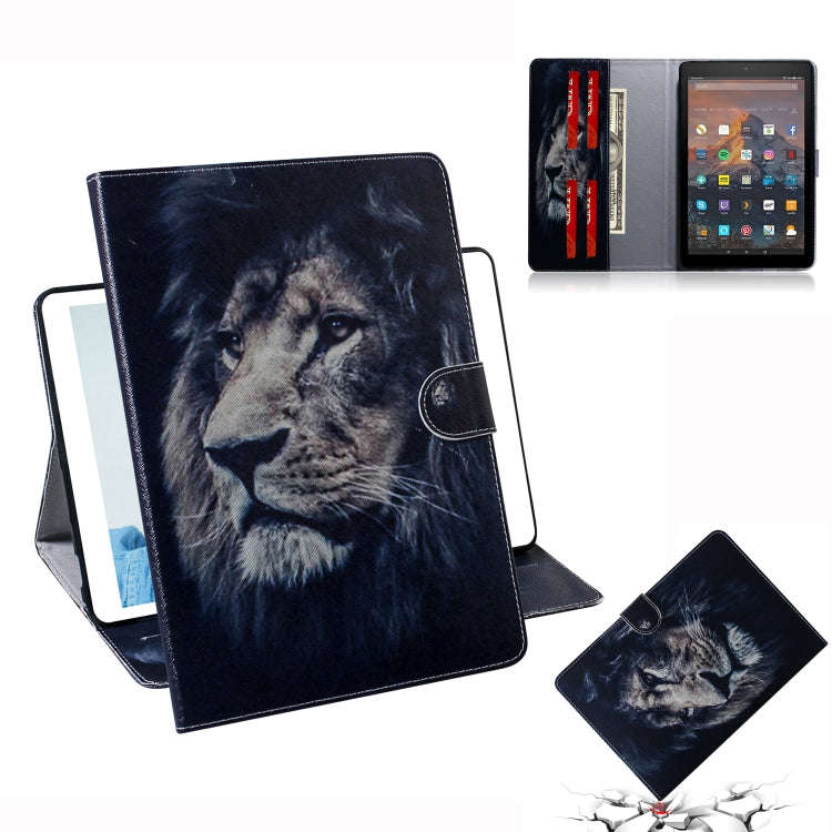 Lion Pattern Horizontal Flip Leather Case for Amazon Kindle Fire HD 10 2015/2017, with Holder & C...