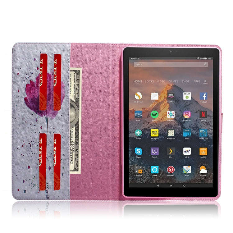 Purple Orchids Pattern Horizontal Flip Leather Case for Amazon Kindle Fire HD 10 2015/2017, with ...