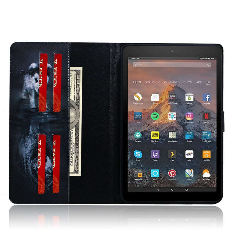 Wolf and Dog Pattern Horizontal Flip Leather Case for Amazon Kindle Fire HD 10 2015/2017, with Ho...