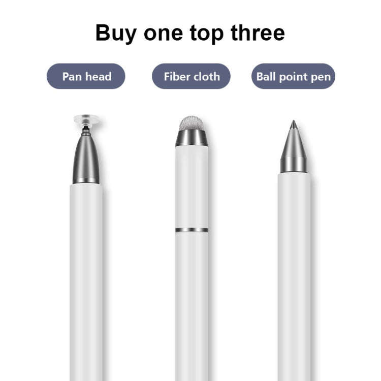 JB03 Universal Magnetic Pen Cap Pan Head + Fiber Cloth + Ball Point Pen 3 in 1 Stylus Pen for Sma...
