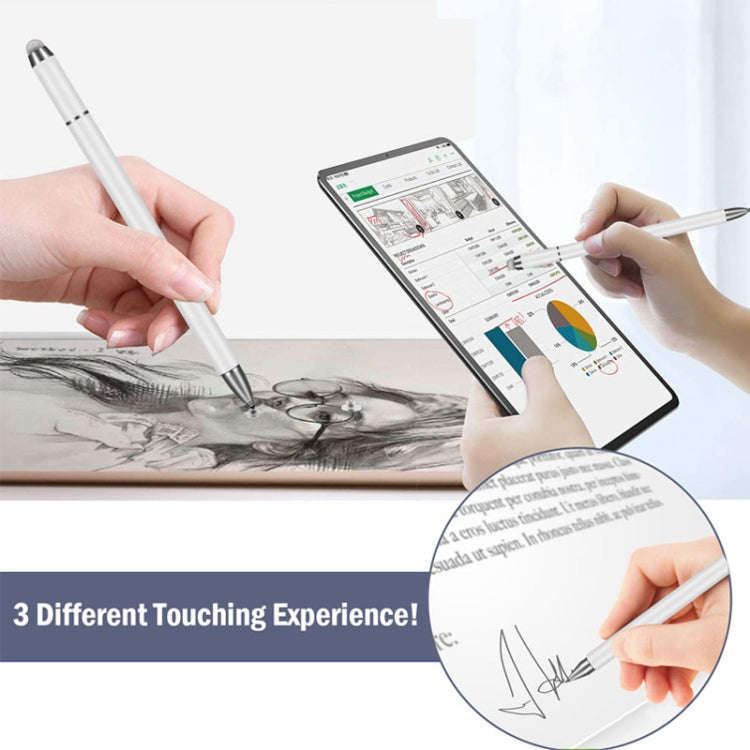 JB03 Universal Magnetic Pen Cap Pan Head + Fiber Cloth + Ball Point Pen 3 in 1 Stylus Pen for Sma...
