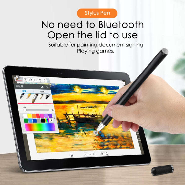 JD02 Universal Magnetic Pen Cap Pan Head + Fiber Cloth 2 in 1 Stylus Pen for Smart Tablets and Mo...