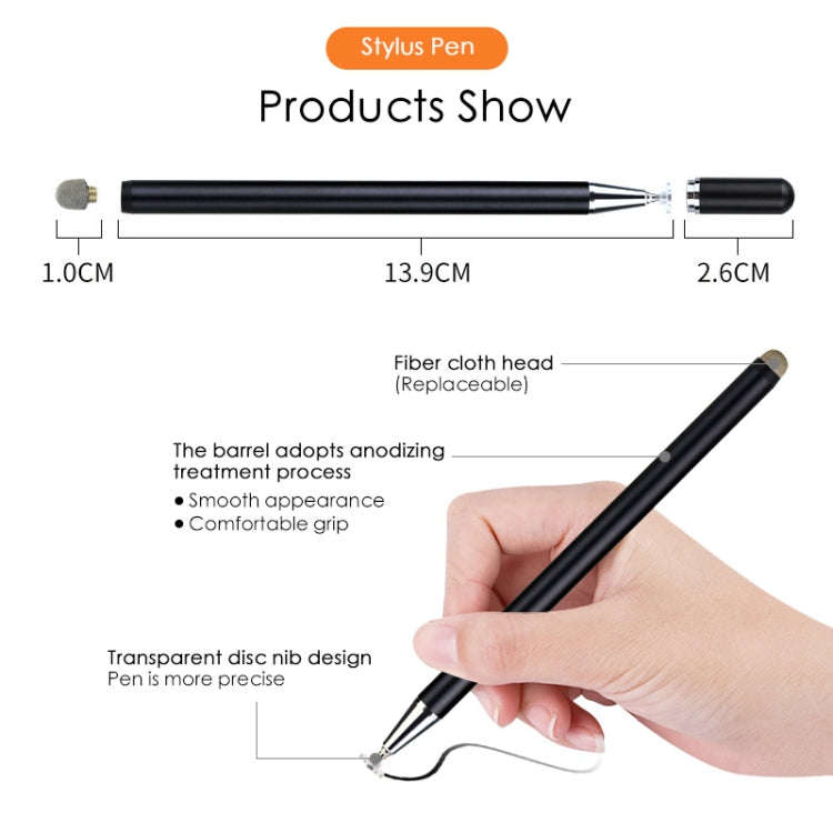 JD02 Universal Magnetic Pen Cap Pan Head + Fiber Cloth 2 in 1 Stylus Pen for Smart Tablets and Mo...