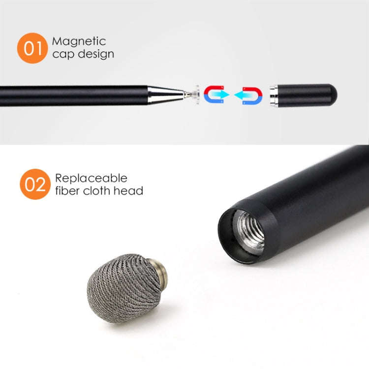 JD02 Universal Magnetic Pen Cap Pan Head + Fiber Cloth 2 in 1 Stylus Pen for Smart Tablets and Mo...