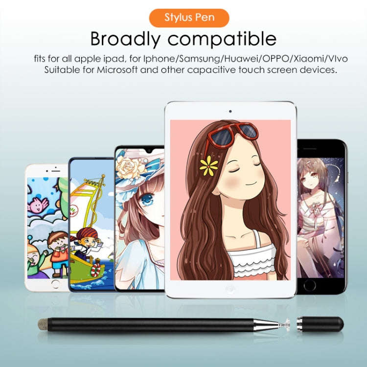 JD02 Universal Magnetic Pen Cap Pan Head + Fiber Cloth 2 in 1 Stylus Pen for Smart Tablets and Mo...